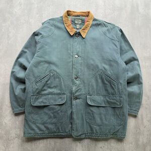 Stefano Chore Jacket Mens XL Green Field Barn Corduroy Collar Vintage Plaid Line